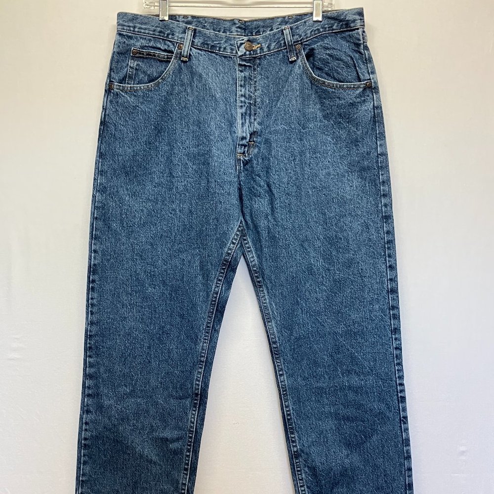 Wrangler Five Star Mens 36 x 29‎ Blue Jeans Regular Fit Straight Leg 100% Cotton